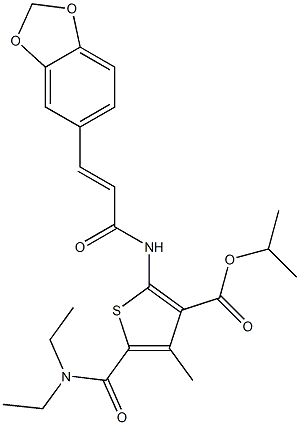 isopropyl 2-{[3-(1,3-benzodioxol-5-yl)acryloyl]amino}-5-[(diethylamino)carbonyl]-4-methyl-3-thiophenecarboxylate 结构式