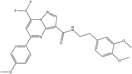 7-(difluoromethyl)-N-[2-(3,4-dimethoxyphenyl)ethyl]-5-(4-methoxyphenyl)pyrazolo[1,5-a]pyrimidine-3-carboxamide 结构式