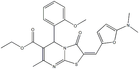 ethyl 2-{[5-(dimethylamino)-2-furyl]methylene}-5-(2-methoxyphenyl)-7-methyl-3-oxo-2,3-dihydro-5H-[1,3]thiazolo[3,2-a]pyrimidine-6-carboxylate 结构式