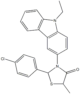 2-(4-chlorophenyl)-3-(9-ethyl-9H-carbazol-3-yl)-5-methyl-1,3-thiazolidin-4-one 结构式