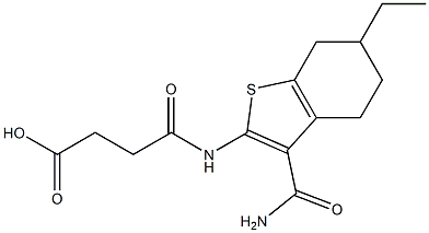 4-{[3-(aminocarbonyl)-6-ethyl-4,5,6,7-tetrahydro-1-benzothien-2-yl]amino}-4-oxobutanoic acid 结构式