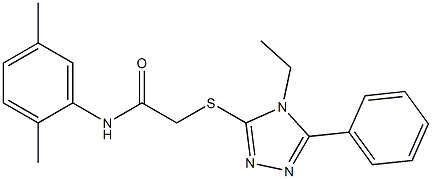 N-(2,5-dimethylphenyl)-2-[(4-ethyl-5-phenyl-4H-1,2,4-triazol-3-yl)sulfanyl]acetamide 结构式