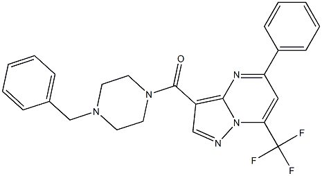 3-[(4-benzyl-1-piperazinyl)carbonyl]-5-phenyl-7-(trifluoromethyl)pyrazolo[1,5-a]pyrimidine 结构式