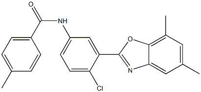 N-[4-chloro-3-(5,7-dimethyl-1,3-benzoxazol-2-yl)phenyl]-4-methylbenzamide 结构式