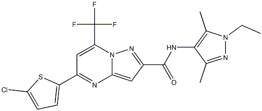 5-(5-chloro-2-thienyl)-N-(1-ethyl-3,5-dimethyl-1H-pyrazol-4-yl)-7-(trifluoromethyl)pyrazolo[1,5-a]pyrimidine-2-carboxamide 结构式