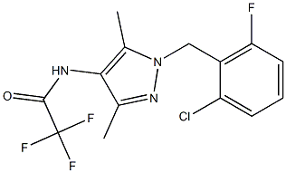 N-[1-(2-chloro-6-fluorobenzyl)-3,5-dimethyl-1H-pyrazol-4-yl]-2,2,2-trifluoroacetamide 结构式