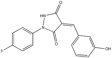 1-(4-fluorophenyl)-4-(3-hydroxybenzylidene)-3,5-pyrazolidinedione 结构式