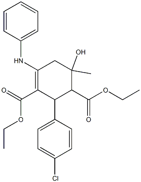 diethyl 4-anilino-2-(4-chlorophenyl)-6-hydroxy-6-methyl-3-cyclohexene-1,3-dicarboxylate 结构式