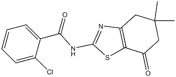 2-chloro-N-(5,5-dimethyl-7-oxo-4,5,6,7-tetrahydro-1,3-benzothiazol-2-yl)benzamide 结构式