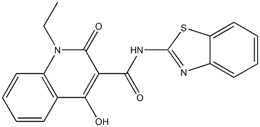 N-(1,3-benzothiazol-2-yl)-1-ethyl-4-hydroxy-2-oxo-1,2-dihydro-3-quinolinecarboxamide 结构式