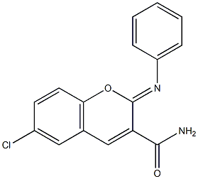 6-chloro-2-(phenylimino)-2H-chromene-3-carboxamide 结构式