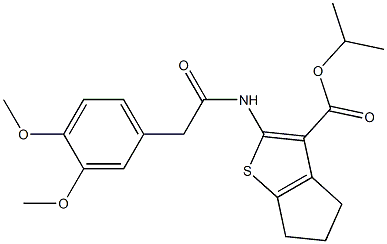 isopropyl 2-{[(3,4-dimethoxyphenyl)acetyl]amino}-5,6-dihydro-4H-cyclopenta[b]thiophene-3-carboxylate 结构式