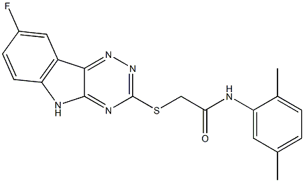 N-(2,5-dimethylphenyl)-2-[(8-fluoro-5H-[1,2,4]triazino[5,6-b]indol-3-yl)sulfanyl]acetamide 结构式