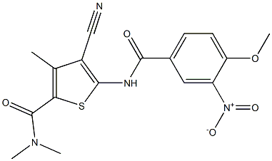 4-cyano-5-({3-nitro-4-methoxybenzoyl}amino)-N,N,3-trimethylthiophene-2-carboxamide 结构式