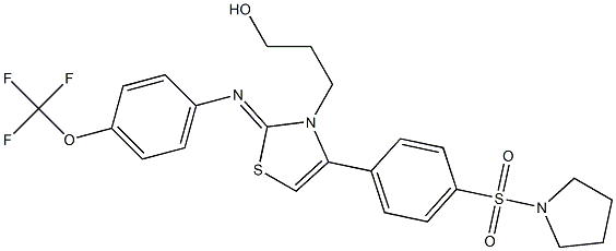 3-(4-[4-(1-pyrrolidinylsulfonyl)phenyl]-2-{[4-(trifluoromethoxy)phenyl]imino}-1,3-thiazol-3(2H)-yl)-1-propanol 结构式