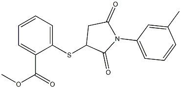 methyl2-{[1-(3-methylphenyl)-2,5-dioxo-3-pyrrolidinyl]thio}benzoate 结构式