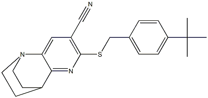 5-[(4-tert-butylbenzyl)sulfanyl]-1,6-diazatricyclo[6.2.2.0~2,7~]dodeca-2,4,6-triene-4-carbonitrile 结构式