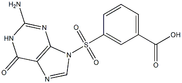 3-[(2-amino-6-oxo-1,6-dihydro-9H-purin-9-yl)sulfonyl]benzoic acid 结构式