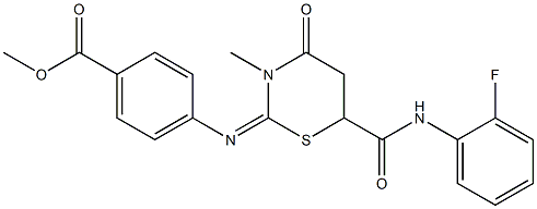 methyl 4-({6-[(2-fluoroanilino)carbonyl]-3-methyl-4-oxo-1,3-thiazinan-2-ylidene}amino)benzoate 结构式