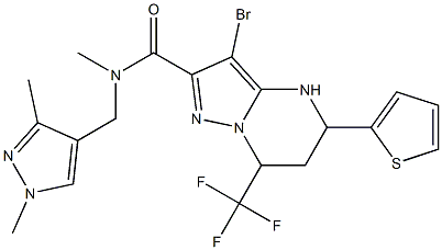 3-bromo-N-[(1,3-dimethyl-1H-pyrazol-4-yl)methyl]-N-methyl-5-(2-thienyl)-7-(trifluoromethyl)-4,5,6,7-tetrahydropyrazolo[1,5-a]pyrimidine-2-carboxamide 结构式