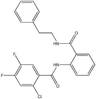 2-chloro-4,5-difluoro-N-(2-{[(2-phenylethyl)amino]carbonyl}phenyl)benzamide 结构式
