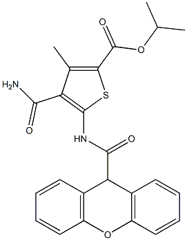 isopropyl 4-(aminocarbonyl)-3-methyl-5-[(9H-xanthen-9-ylcarbonyl)amino]-2-thiophenecarboxylate 结构式