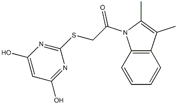 2-{[2-(2,3-dimethyl-1H-indol-1-yl)-2-oxoethyl]sulfanyl}-4,6-pyrimidinediol 结构式