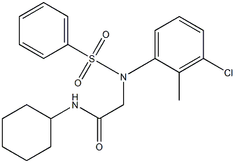 2-[3-chloro-2-methyl(phenylsulfonyl)anilino]-N-cyclohexylacetamide 结构式