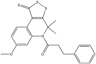 7-methoxy-4,4-dimethyl-5-(3-phenylpropanoyl)-4,5-dihydro-1H-[1,2]dithiolo[3,4-c]quinoline-1-thione 结构式