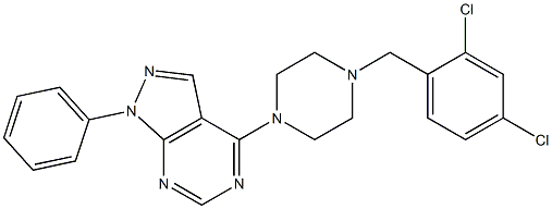 4-[4-(2,4-dichlorobenzyl)-1-piperazinyl]-1-phenyl-1H-pyrazolo[3,4-d]pyrimidine 结构式