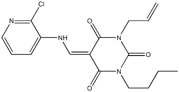 1-allyl-3-butyl-5-{[(2-chloro-3-pyridinyl)amino]methylene}-2,4,6(1H,3H,5H)-pyrimidinetrione 结构式