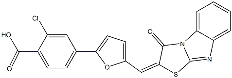 2-chloro-4-{5-[(3-oxo[1,3]thiazolo[3,2-a]benzimidazol-2(3H)-ylidene)methyl]-2-furyl}benzoic acid 结构式