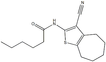 N-(3-cyano-5,6,7,8-tetrahydro-4H-cyclohepta[b]thien-2-yl)hexanamide 结构式