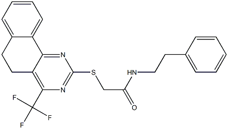 N-(2-phenylethyl)-2-{[4-(trifluoromethyl)-5,6-dihydrobenzo[h]quinazolin-2-yl]sulfanyl}acetamide 结构式