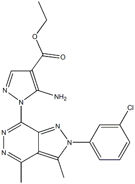 ethyl 5-amino-1-[2-(3-chlorophenyl)-3,4-dimethyl-2H-pyrazolo[3,4-d]pyridazin-7-yl]-1H-pyrazole-4-carboxylate 结构式