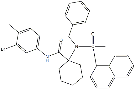 1-[benzyl(1-naphthylacetyl)amino]-N-(3-bromo-4-methylphenyl)cyclohexanecarboxamide 结构式