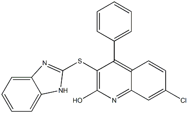 3-(1H-benzimidazol-2-ylsulfanyl)-7-chloro-4-phenyl-2-quinolinol 结构式