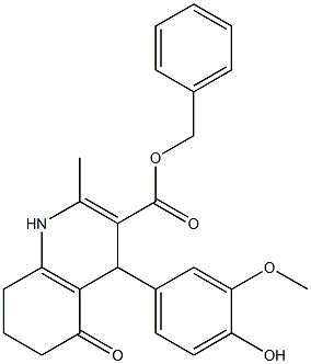 benzyl 4-(4-hydroxy-3-methoxyphenyl)-2-methyl-5-oxo-1,4,5,6,7,8-hexahydro-3-quinolinecarboxylate 结构式