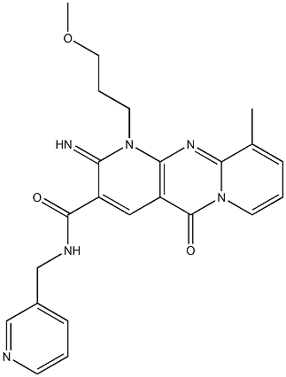 2-imino-1-(3-methoxypropyl)-10-methyl-5-oxo-N-(3-pyridinylmethyl)-1,5-dihydro-2H-dipyrido[1,2-a:2,3-d]pyrimidine-3-carboxamide 结构式
