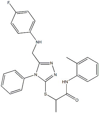 2-({5-[(4-fluoroanilino)methyl]-4-phenyl-4H-1,2,4-triazol-3-yl}sulfanyl)-N-(2-methylphenyl)propanamide 结构式