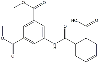 6-{[3,5-bis(methoxycarbonyl)anilino]carbonyl}-3-cyclohexene-1-carboxylic acid 结构式