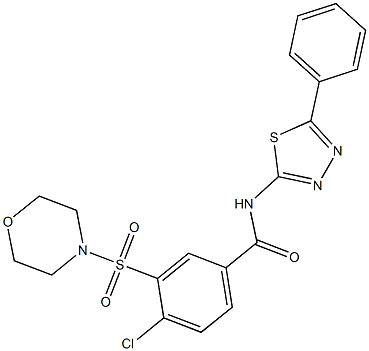 4-chloro-3-(4-morpholinylsulfonyl)-N-(5-phenyl-1,3,4-thiadiazol-2-yl)benzamide 结构式