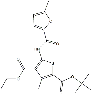 2-tert-butyl 4-ethyl 3-methyl-5-[(5-methyl-2-furoyl)amino]-2,4-thiophenedicarboxylate 结构式