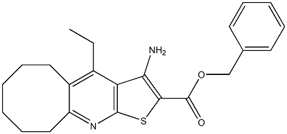 benzyl 3-amino-4-ethyl-5,6,7,8,9,10-hexahydrocycloocta[b]thieno[3,2-e]pyridine-2-carboxylate 结构式