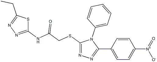 N-(5-ethyl-1,3,4-thiadiazol-2-yl)-2-[(5-{4-nitrophenyl}-4-phenyl-4H-1,2,4-triazol-3-yl)sulfanyl]acetamide 结构式