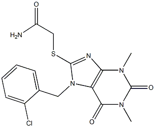 2-{[7-(2-chlorobenzyl)-1,3-dimethyl-2,6-dioxo-2,3,6,7-tetrahydro-1H-purin-8-yl]thio}acetamide 结构式