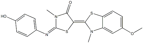 2-[(4-hydroxyphenyl)imino]-5-(5-methoxy-3-methyl-1,3-benzothiazol-2(3H)-ylidene)-3-methyl-1,3-thiazolidin-4-one 结构式
