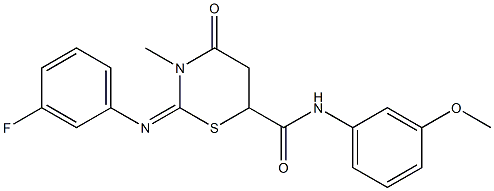 2-[(3-fluorophenyl)imino]-N-(3-methoxyphenyl)-3-methyl-4-oxo-1,3-thiazinane-6-carboxamide 结构式