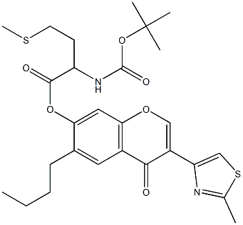 6-butyl-3-(2-methyl-1,3-thiazol-4-yl)-4-oxo-4H-chromen-7-yl 2-[(tert-butoxycarbonyl)amino]-4-(methylsulfanyl)butanoate 结构式