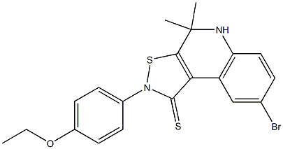 8-bromo-2-(4-ethoxyphenyl)-4,4-dimethyl-4,5-dihydroisothiazolo[5,4-c]quinoline-1(2H)-thione 结构式